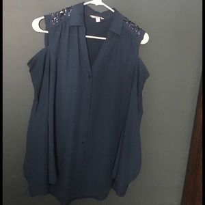 Bejeweled teal blouse!